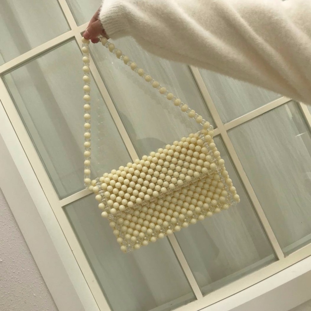 Vintage Look Acrylic Beads Handmade Shoulder Bag
